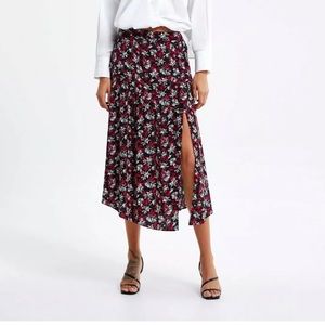 ZARA • Floral Slit Midi Skirt